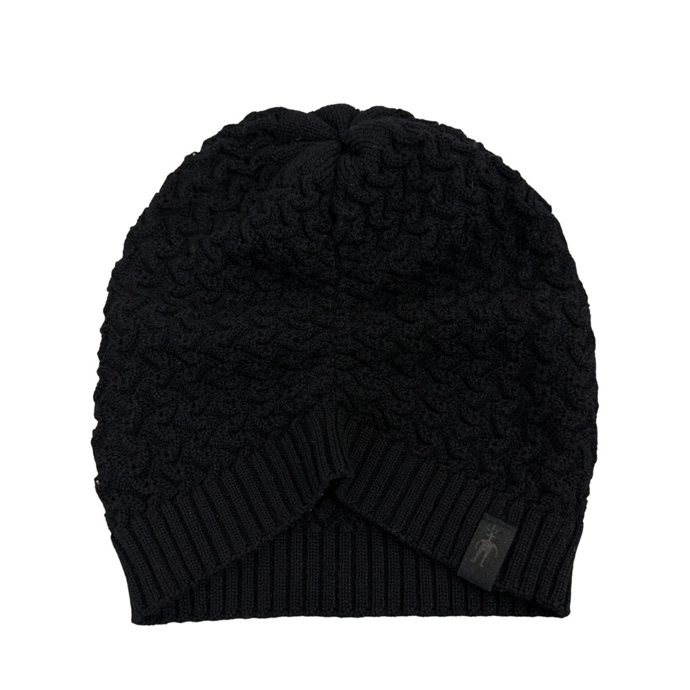 Smartwool Beanie Womens OS Black Merino Wool Cable Knit Winter Hat